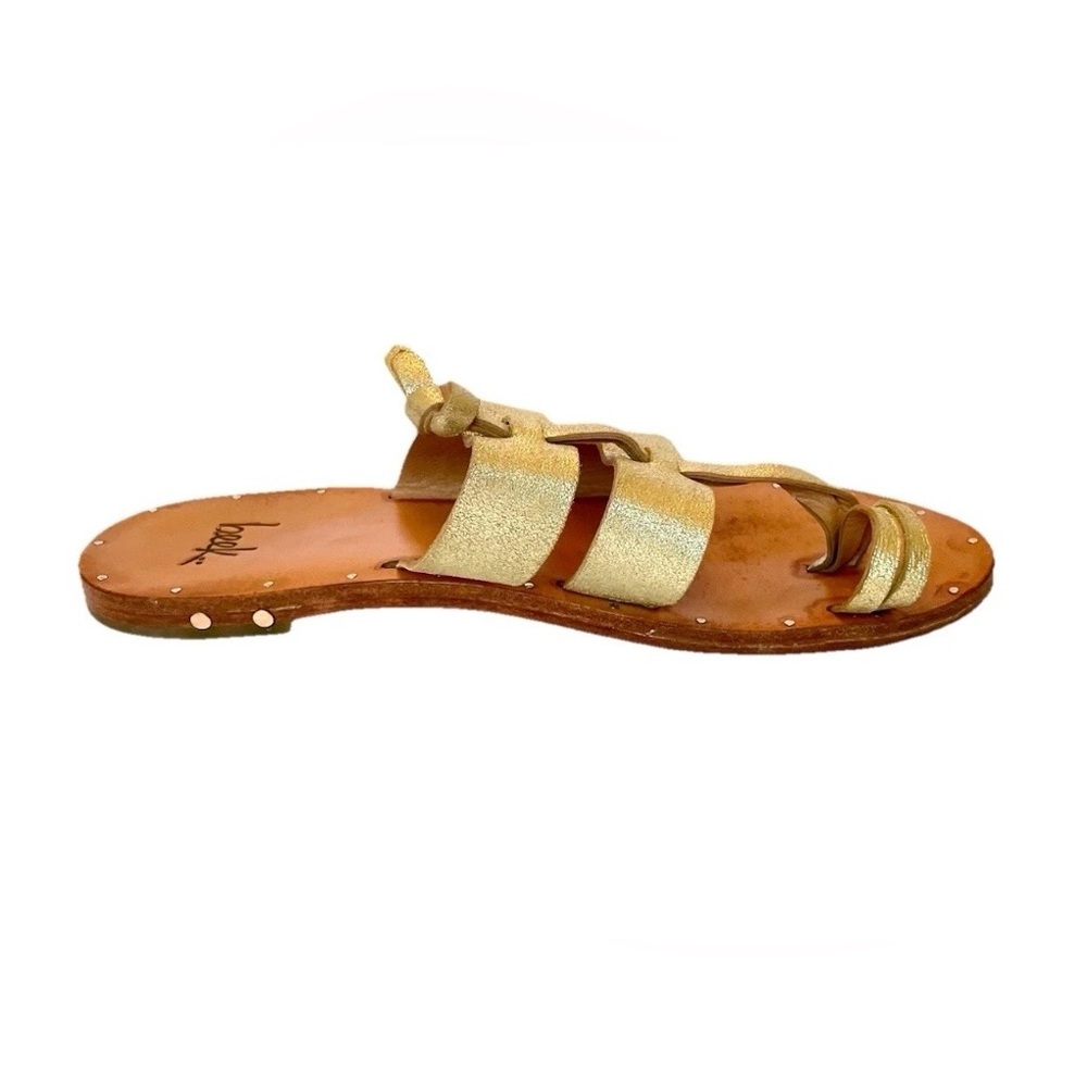 Beek Gold Leather Sandals Size 9 | Handmade Slide Sandals - Picture 5 of 11